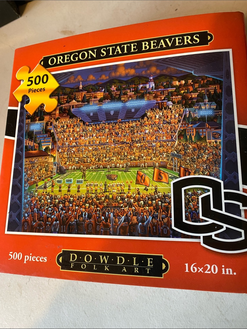 Oregon State Beavers 500-Piece Puzzle NIB Dowdle Folk Art Football Collectors